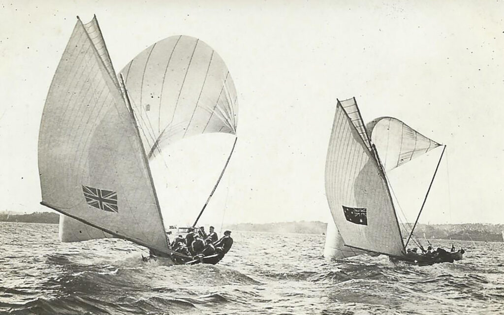 Australian (L) and Kismet 18ft skiffs